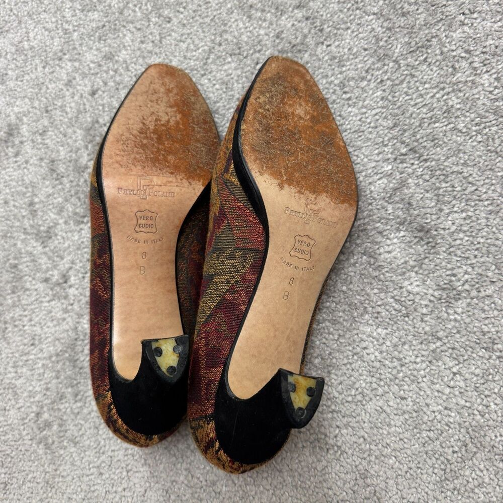 Phyllis Poland Tapestry Pointed Toe Kitten Heels Womens 8B Multi-Color Retro - Picture 5 of 13